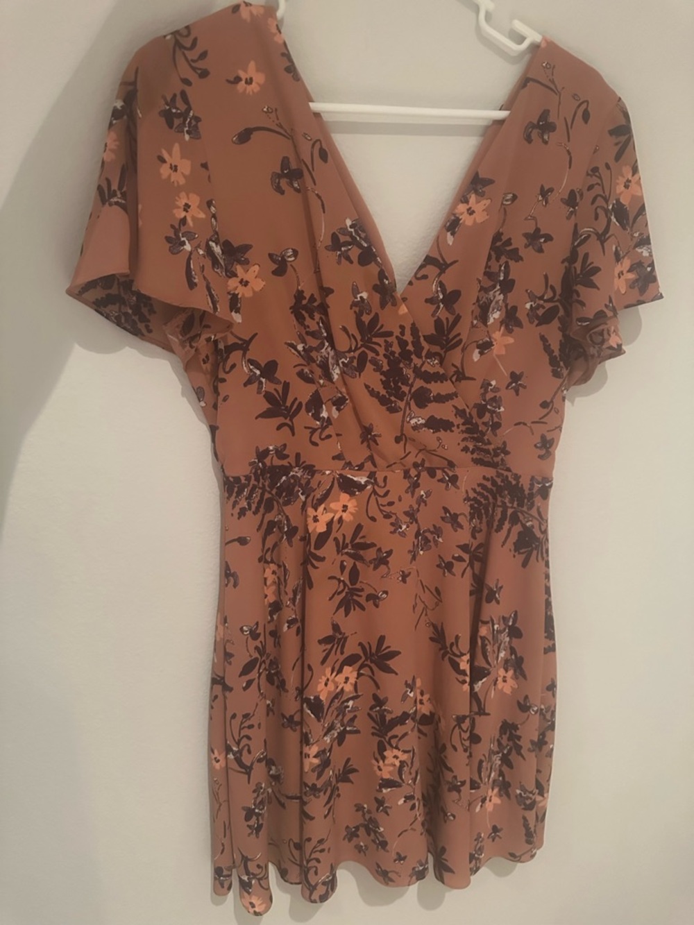 Express Rust Floral Midi Dress